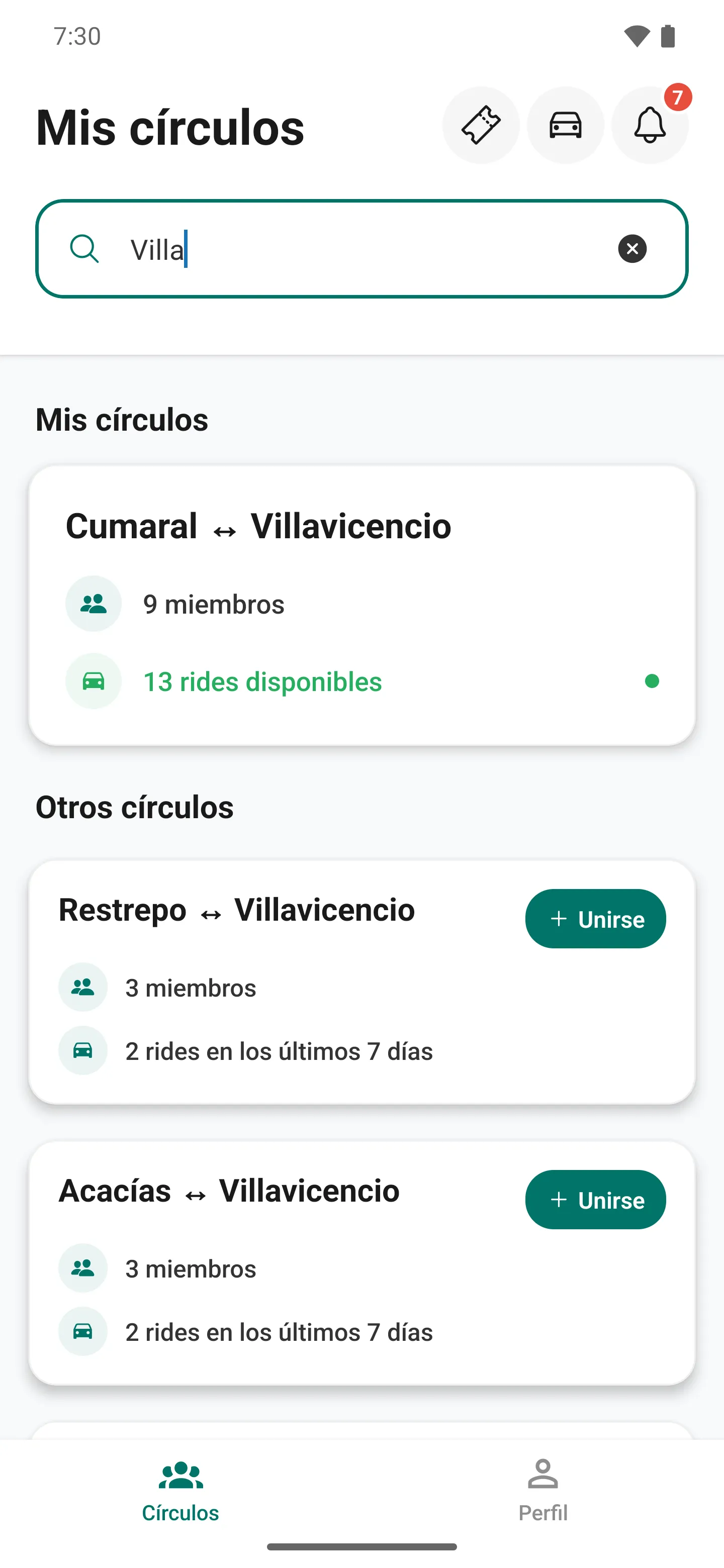 Buscar una ruta y unirse